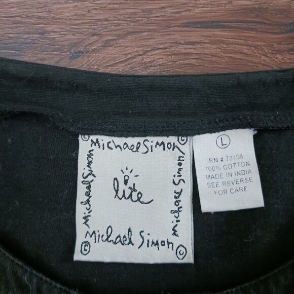 Michael Simon Lite Cardigan Floral Embroidered Black Women's Large Top - Picture 3 of 4